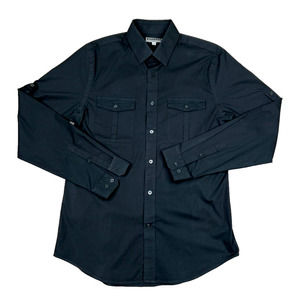 Express Men’s Fitted Long Adjustable Sleeve Black Button Down Shirt Size Medium